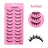 Ten Pairs High-Capacity Natural 3D Eyelashes - Hard Stem, Dense One-Piece Design for Stage Makeup