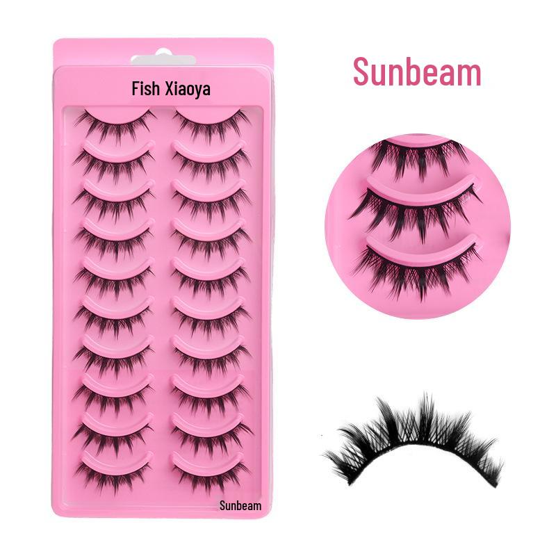 Ten Pairs High-Capacity Natural 3D Eyelashes - Hard Stem, Dense One-Piece Design for Stage Makeup