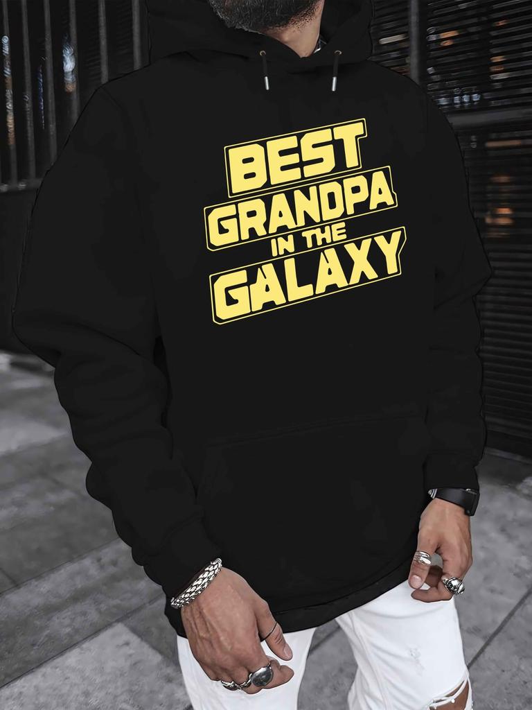 BEST GRANDPA IN THE GALAXY 2024 New Unisex Printed Autumn And Winter Fleece Sweatshirts, Versatile Spring And Autumn Styles for Teenagers, Plus Hooded