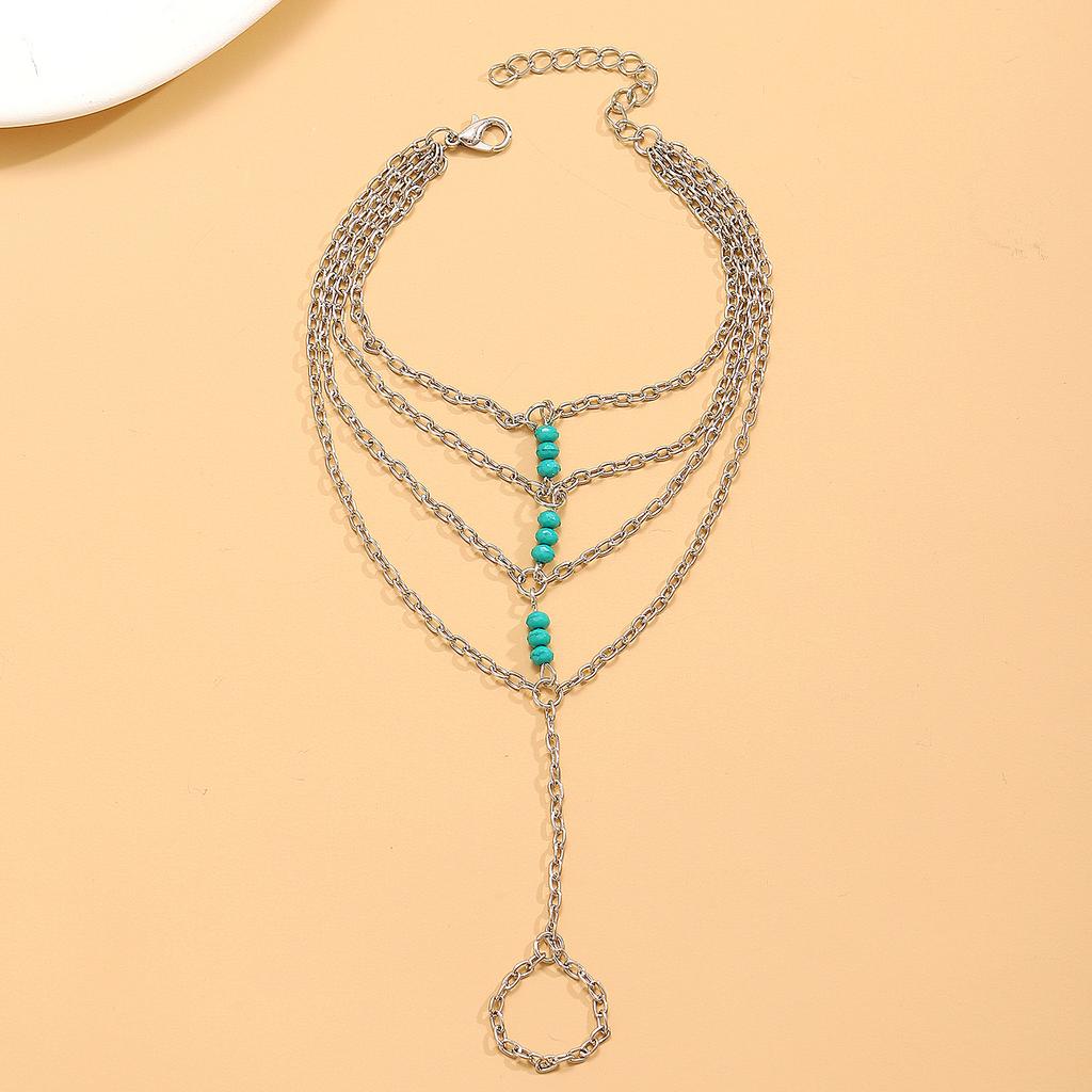 New Jewelry, Personalized Niche Trend Thin Chain Multi-layer Chain Finger Integrated Beaded Rice Bead Bracelet Women