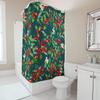 GAETU Festive Christmas Poinsettia Shower Curtain Waterproof Holiday Floral Bathroom Decor Set Red Green Xmas Holiday Home Tex