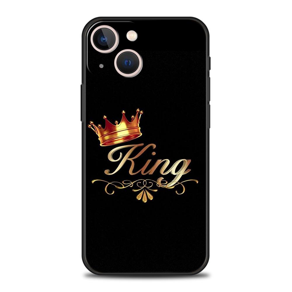 Phone Case For Apple iPhone 11 15 14 Pro MAX 12 13 7 8 Plus X XR XS MAX SE Cover Funda Couple Style Cartoon Crown King Queen