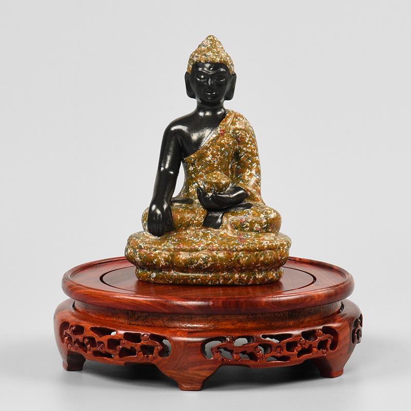 Red Sandalwood Buddha Statue & Vase Stand