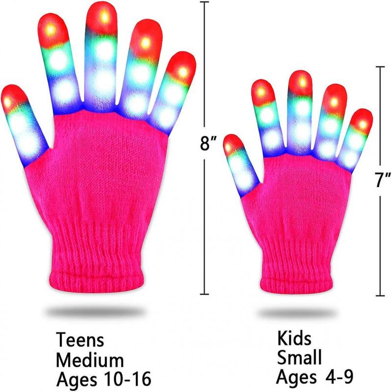 Light Up Gloves Led Gloves Rave Cool Toys Gifts For Kids Teens Boys Girls Christmas Stocking Stuffers Party Favors (ages 10-16, Pink)