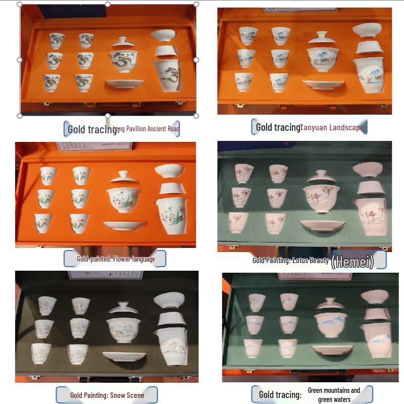 TOPDREAM White Porcelain Gaiwan Kung Fu Tea Set Gift Box