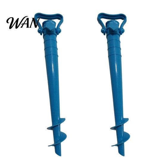 Triangular Handle Umbrella Stake 2Pcs Sun Base with Ground Stake, Screw-in Beach Heavy Duty Holder, Windproof Spiral Stand for Outdoor Yard