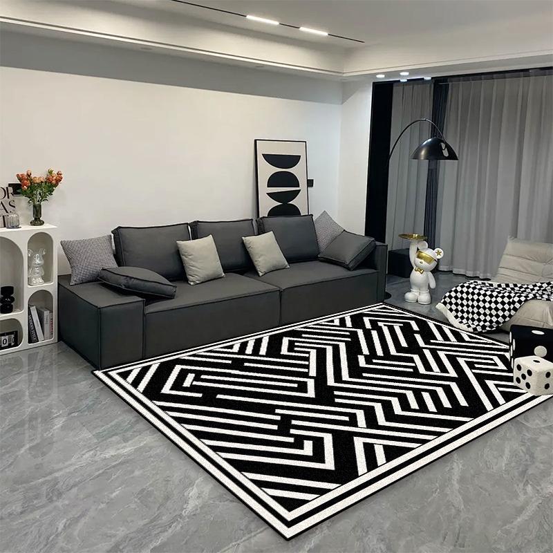 Luxury Classical Living Room Large Rug Simple Black White Bedroom Carpet Toilet Washroom Decoration Rugs Comfortable Floor Mats