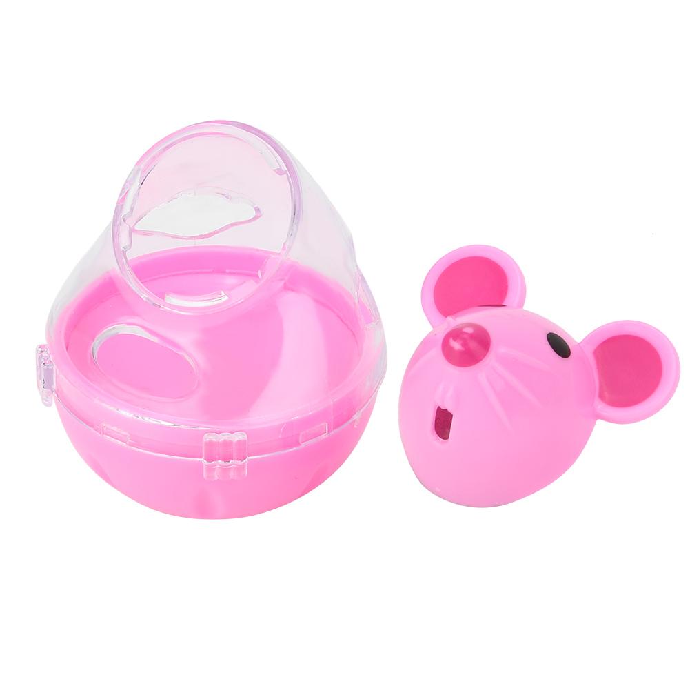 Pet Cat Dog Leakage Feeder Slow Food Dispenser Mice Design Toy(Pink)
