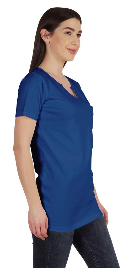 Inkmeso Long Length Notch Neck Top For Women Basic Cotton Tee Shirt w  Pocket Patch Legging