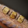 Tibetan Carved Camel Bone Dice with Inlaid Beads for DIY Buddhist Jewelry and Accessories.