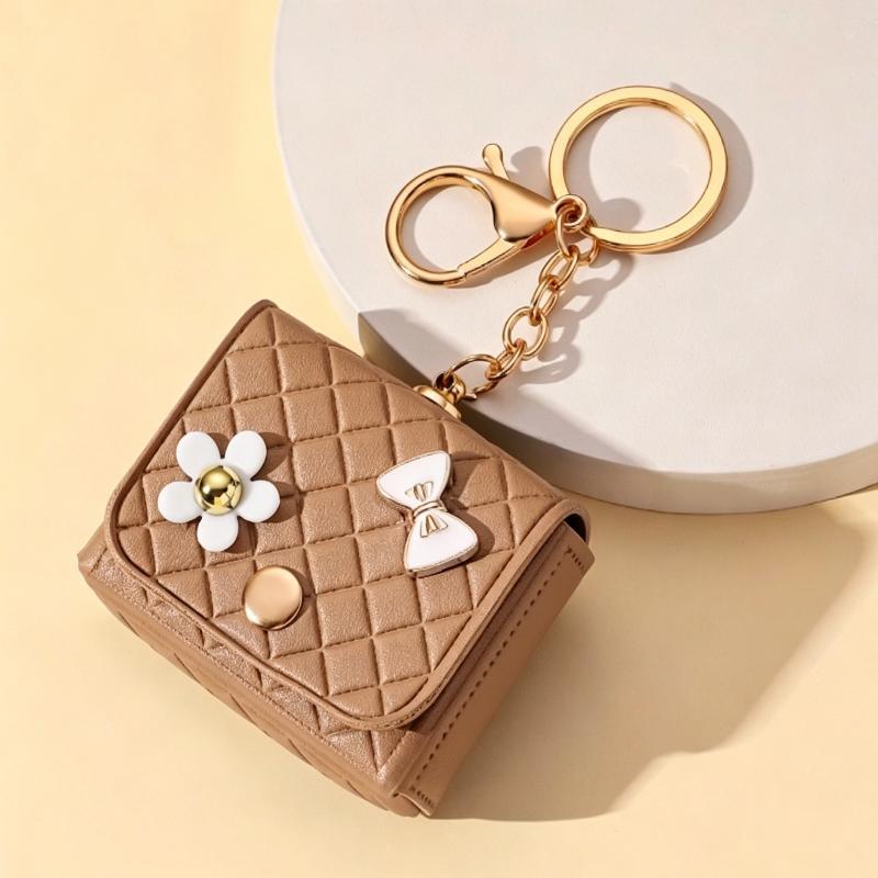Mini PU Earphone Bag Keychain Durable Water-resistant Portable Pouch for Lipstick  Daily Use Bag Pendant
