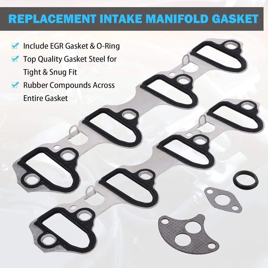 Intake Manifold Gasket Set - Compatible With 4.8L 5.3L 6.0L Chevy Silverado, Suburban, Tahoe, GMC Sierra, Yukon, Savana, Cadillac Escalade - Replace