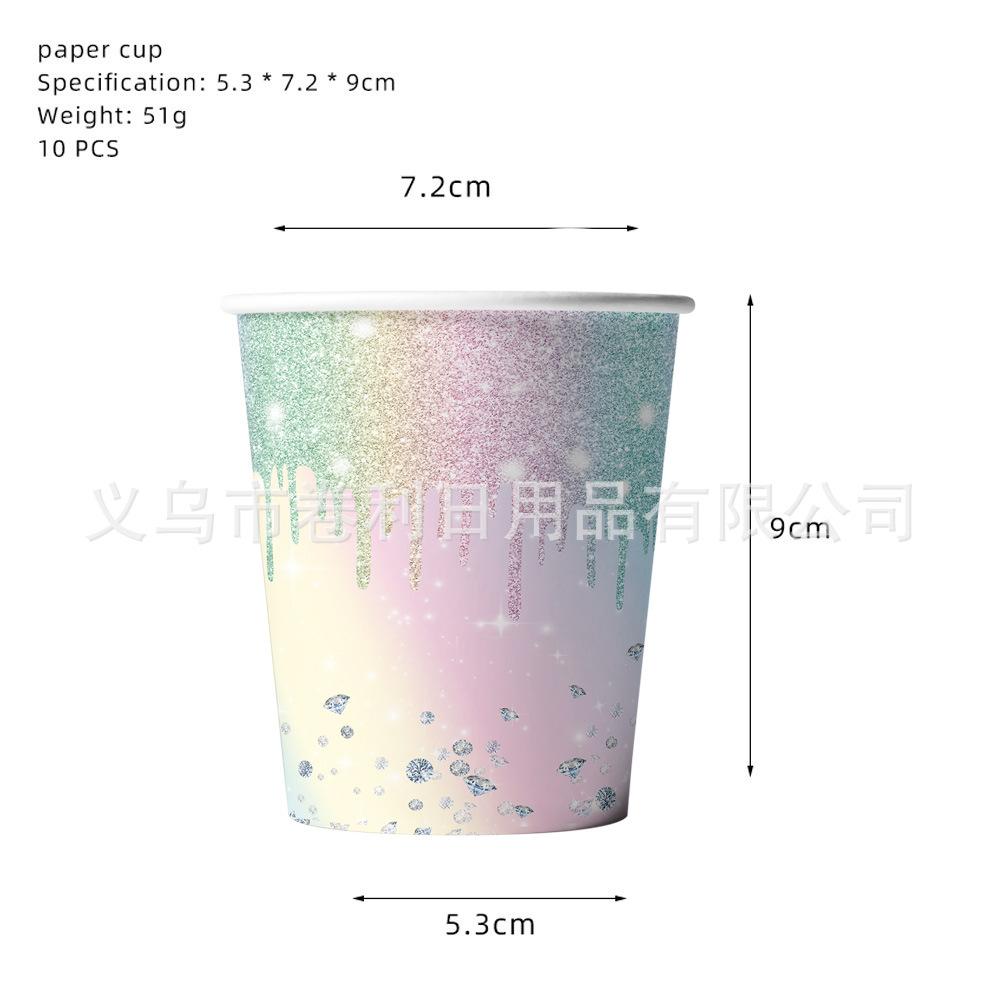 Macaron Partyzubehör Thema Geburtstag Arrangement Besteck Pappteller Seidenpapier Becher Tischdecke Banner Set Rosa