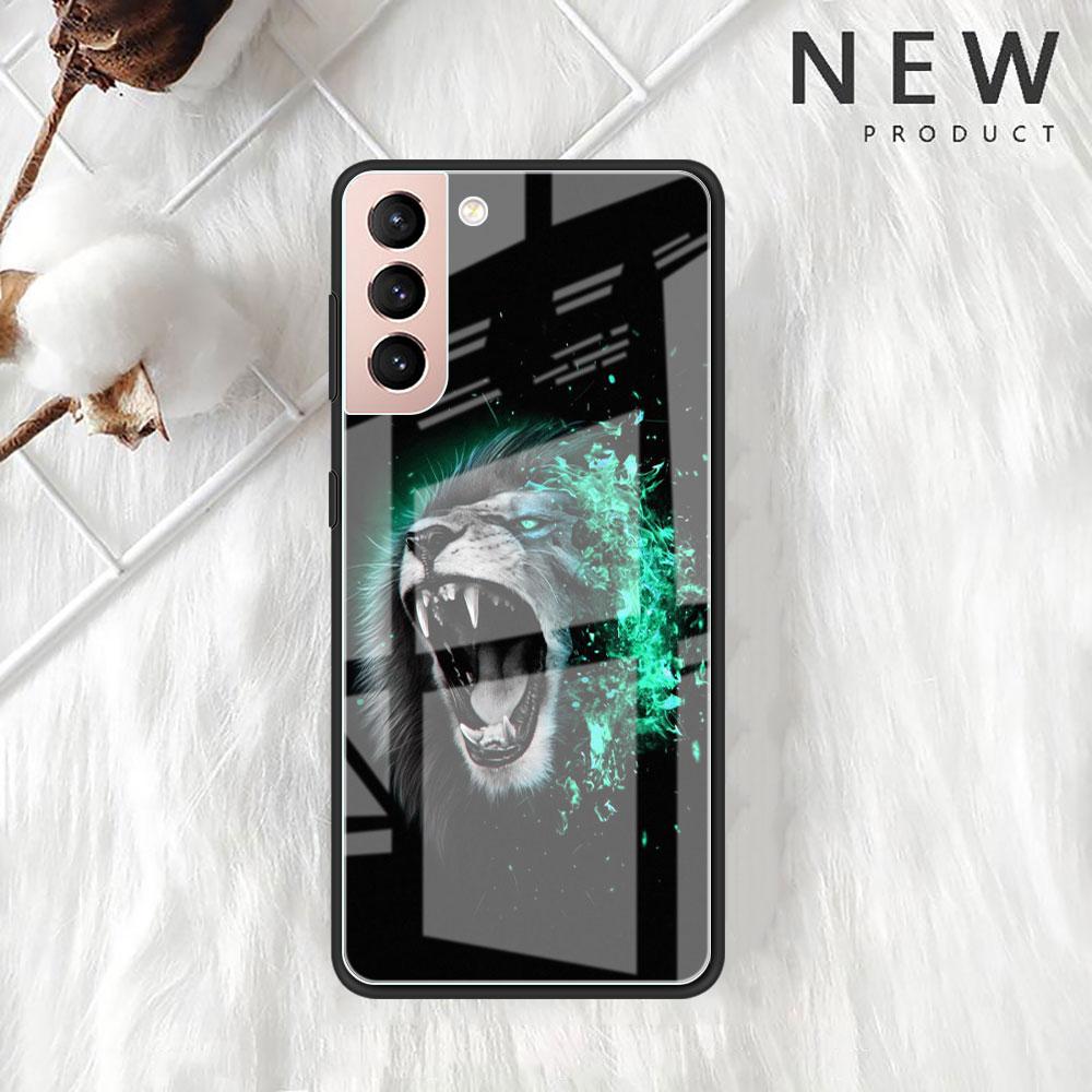 Husă de Sticlă cu Animal Tigru Pentru Samsung Galaxy S22 S20 FE S21 Plus Husă Telefon S10 5G S9 Note 20 Ultra 10 Lite Carcasă
