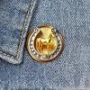 Brooch Pin Retro Golden Horseshoe Design Scratch Resistant Brooch Round Shape Lapel