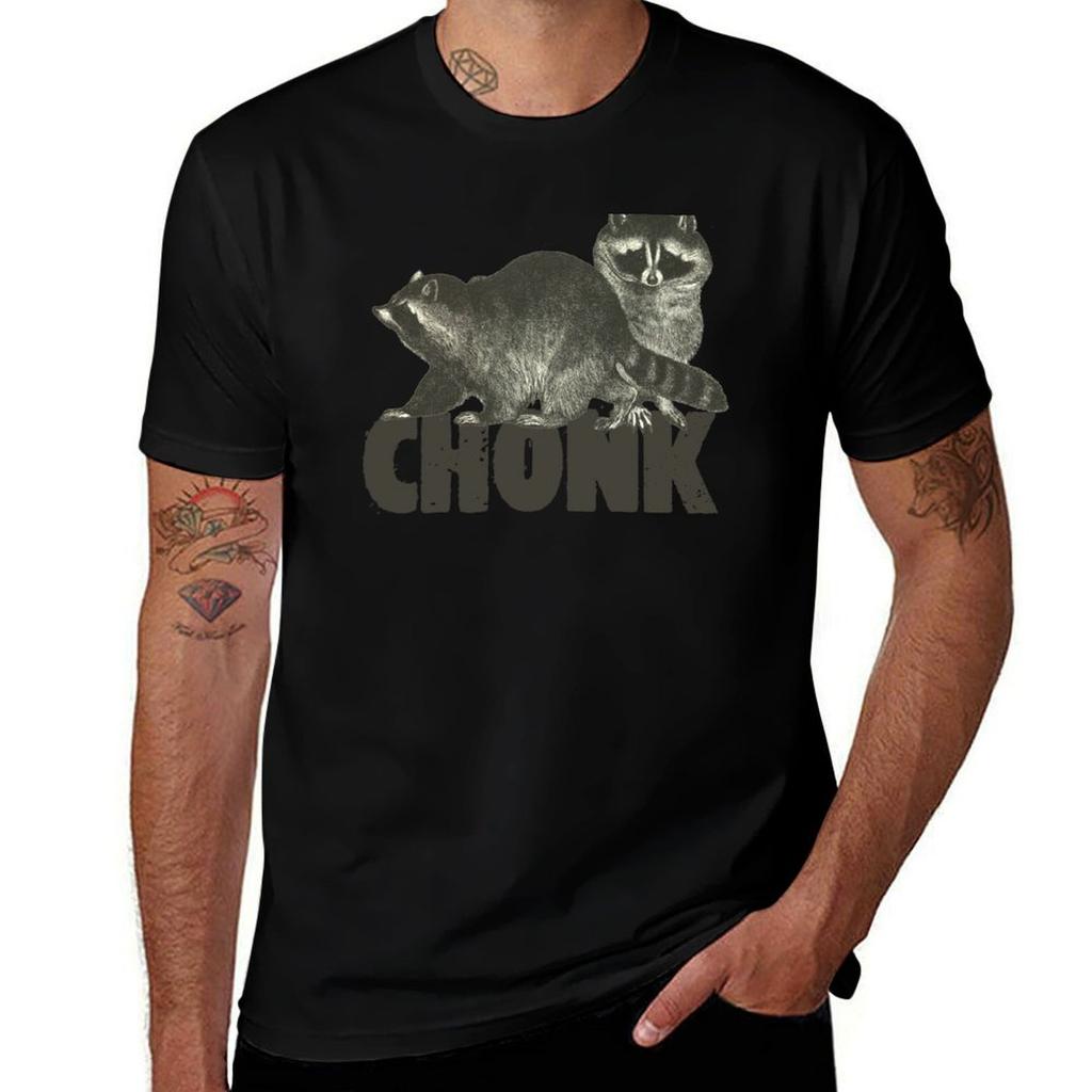 Chonk Trash Pandas Vintage Retro Thicc Raccoon Illustration Tshirt Work Daily Short Sleeve Top Tshirt