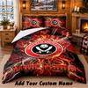Ensemble de literie 3 pièces motif Sheffield United FC Nom personnalisé, Drap de lit et taies d'oreiller pour chambre à coucher à la maison