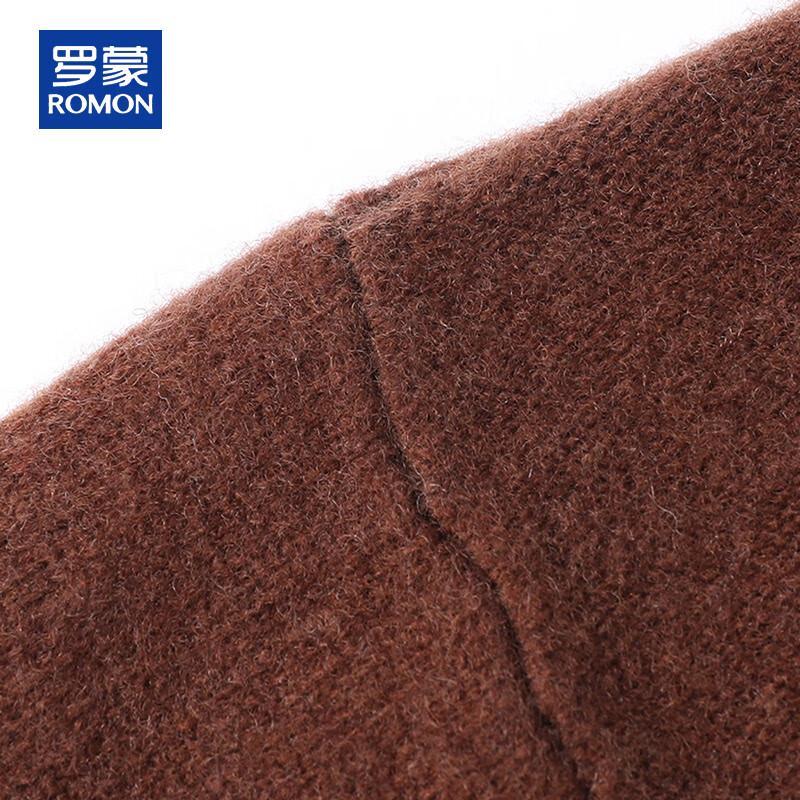 Romon Men's 100% Pure Wool Thickened Semi-High Collar Sweater