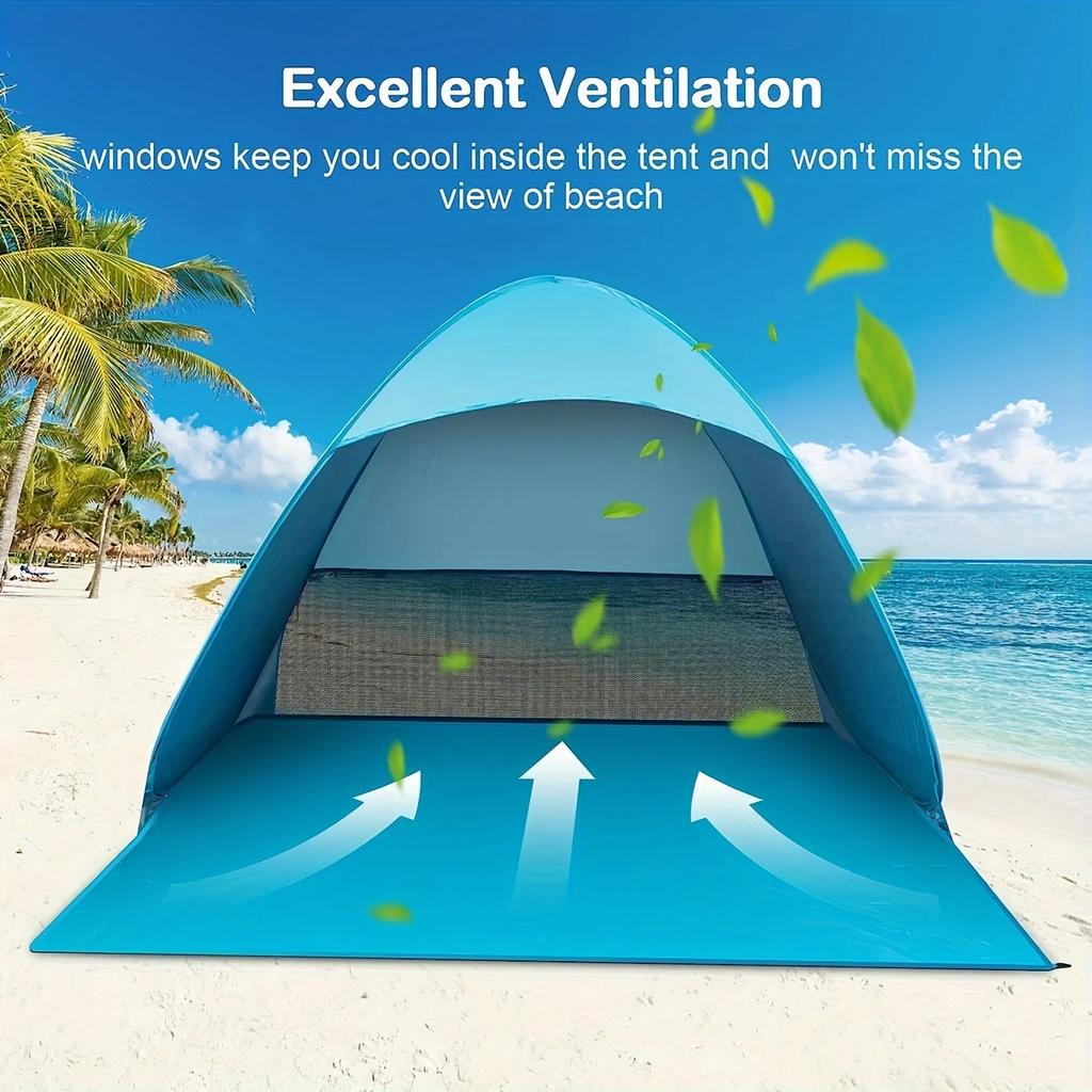 Outdoor Camping Tent, Automatic Quick Opening Folding Beach Tent, Sun Shading Sun Protection Rain Blocking, Compact and Portable