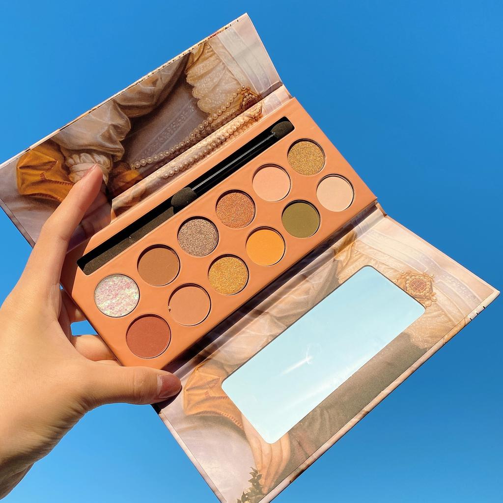 Zwölf Farben Ölgemälde-Lidschatten lassen sich nicht leicht vom Make-up abnehmen. Perlglanz-Matt-Pflege-Lidschatten-Palette in Erdtönen