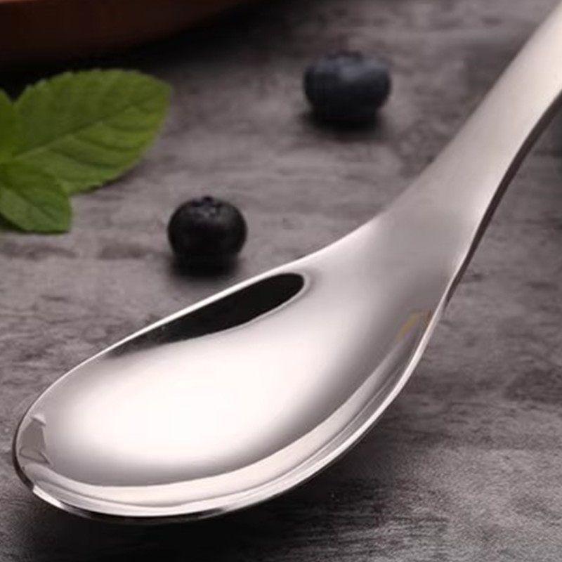 2 Extra-Thick 304 Stainless Steel Spoons for Adults and Children, Household Small Soup Spoons, Porridge Spoons, Student Rice Spoons, Soup Spoons