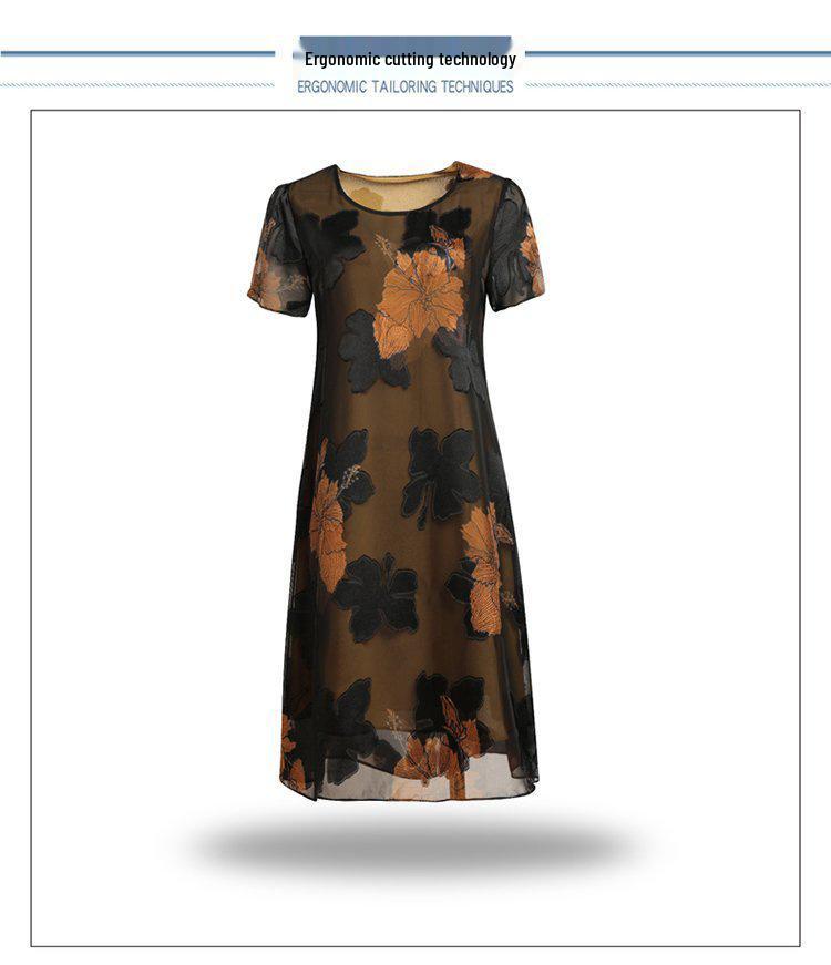 Women's Summer Floral Chiffon Dress - Loose Fit, Plus Size, Slimming, Korean Style for Middle-aged Mothers