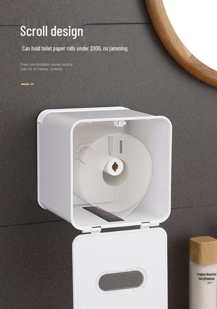 Waterproof No-Punch Toilet Paper Storage Rack and Towel Holder