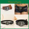 Punk Leather Belt With Alloy Buckle And Snap Closure For Casual Streetwear