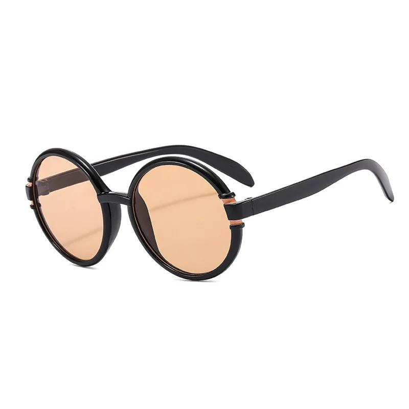 Retro Round Sunglasses Men Women Brand Designer Plastic Frame Oversized Sun Glasses Trendy White Brown Gradient Eyewear Shades
