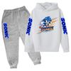 Children's Fall Winter Hooded Sweatshirts Men's Women's Styles Ages3-12cartoon Anime Cat Clothing Long-sleeved Shirt+pants Set