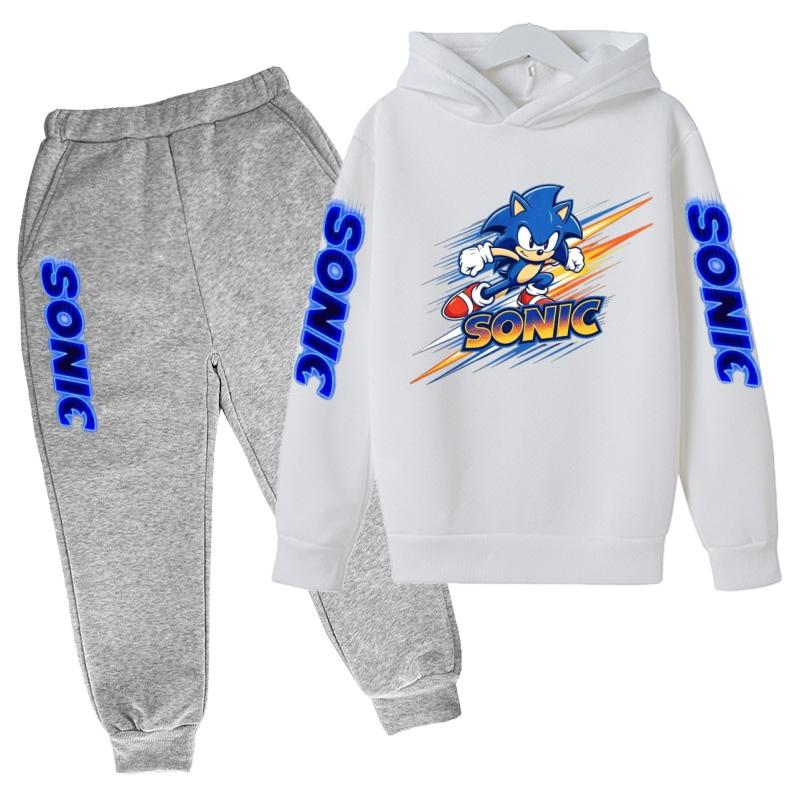 Children's Fall Winter Hooded Sweatshirts Men's Women's Styles Ages3-12cartoon Anime Cat Clothing Long-sleeved Shirt+pants Set