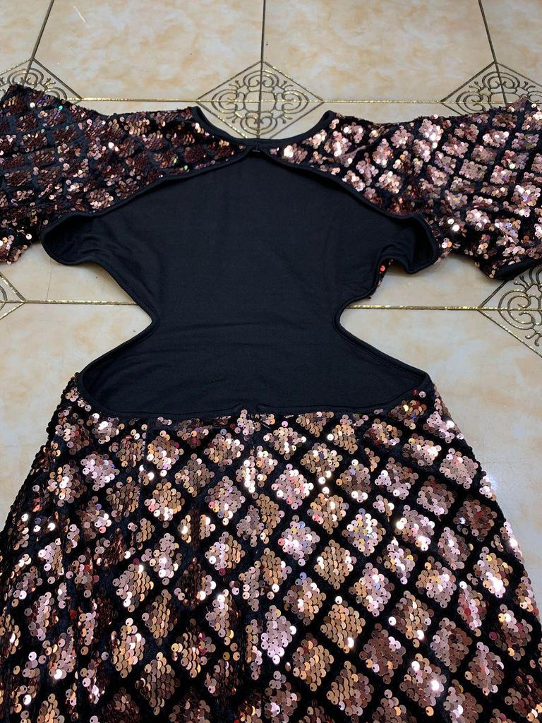 Rochie de seară europeană-americană la modă cu paiete, cu gât pătrat, fără spate, bodycon