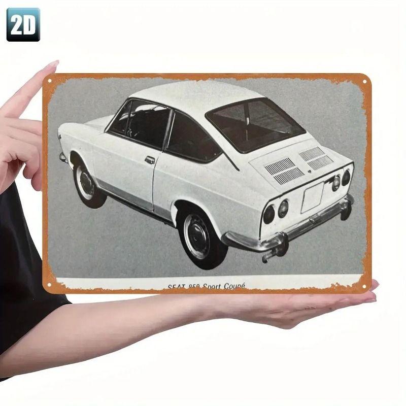 Racing Car Retro Style Metal Decorative Painting for Garage Room Decor
