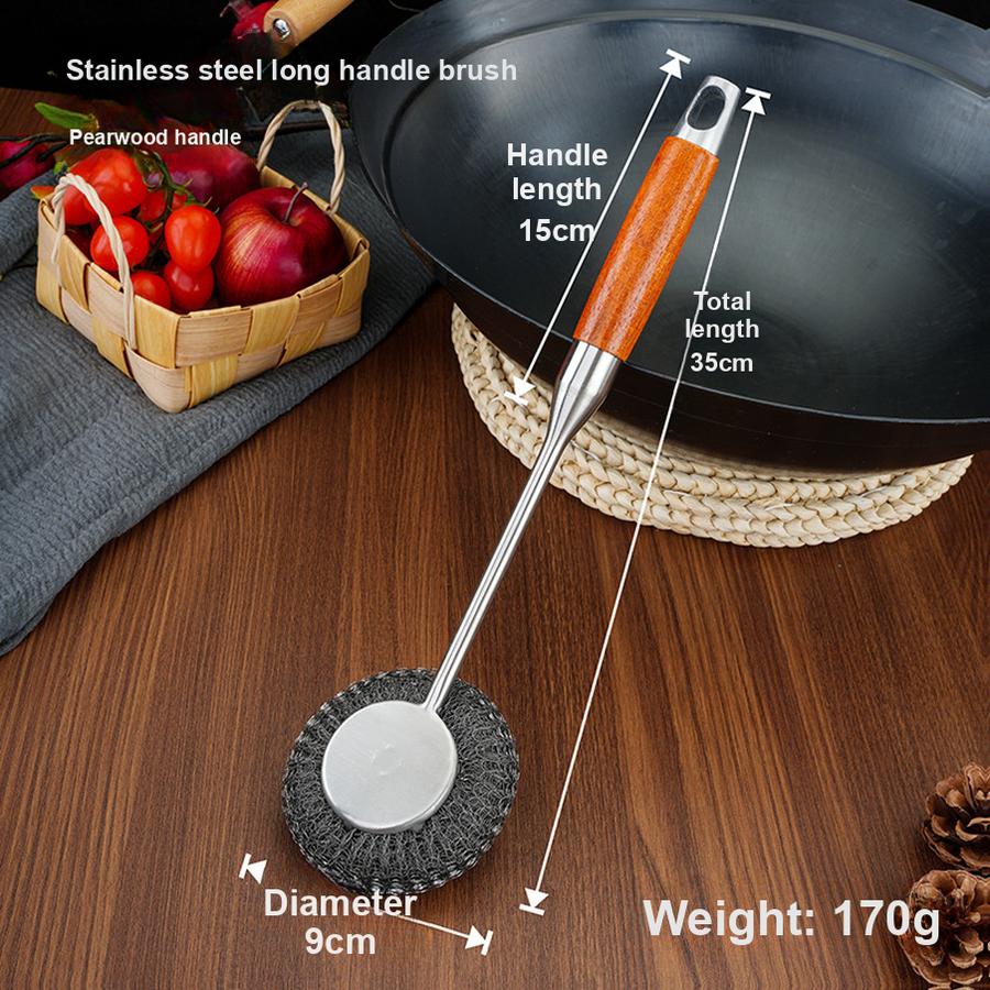 2 Pcs Stainless Steel Pot Brush with Thick Handle, Kitchen Cleaning Brush for Pots and Pans, Stainless Steel Wire Ball Brush