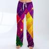 Ladies' Loose And Casual Carnival Printed Wide Leg Pants With Elastic Waistband Drawstring And Pocket Pants