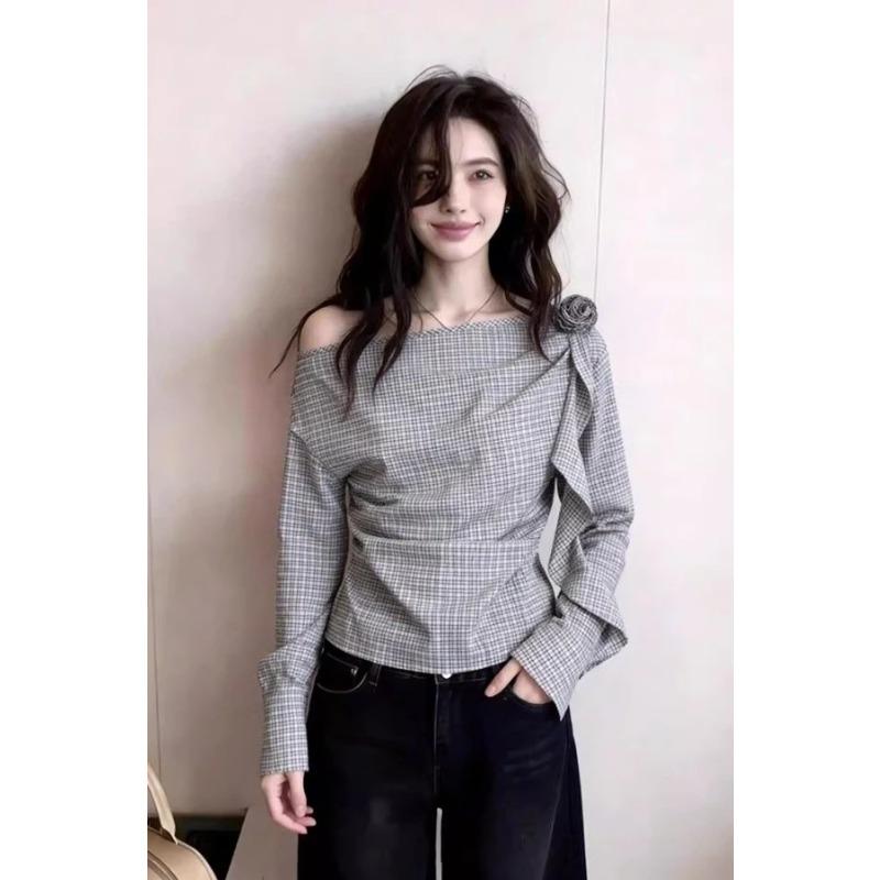 Unique Beautiful and Super Good-looking Tops for Women New Spring Style French Design Niche S серый
