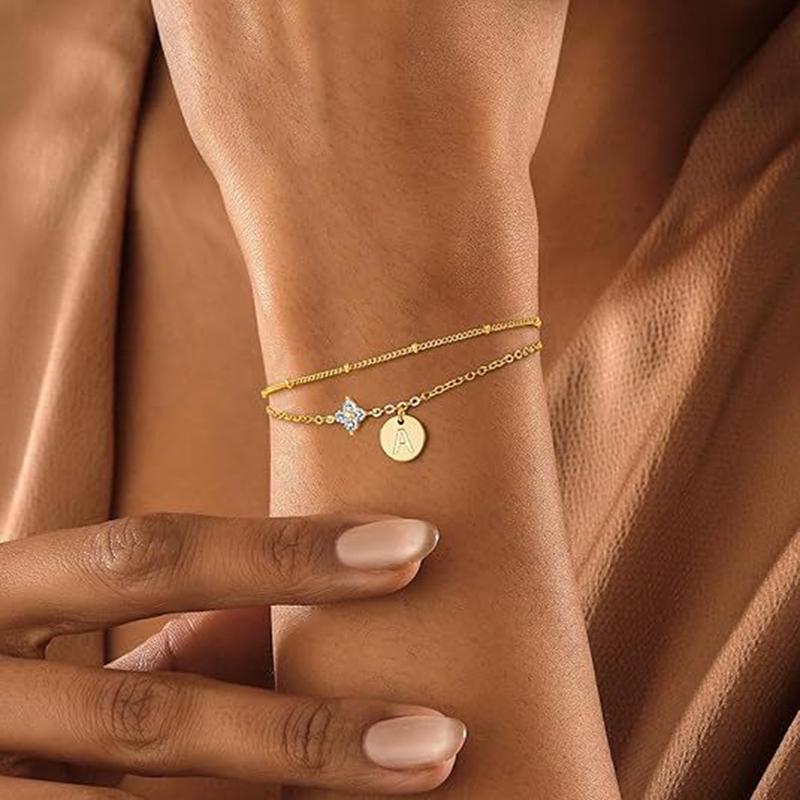 New 925 Silver Letter Bracelet Personality Charm Double Letter Bracelet Birthday Gift for Women's Exquisite Jewelry