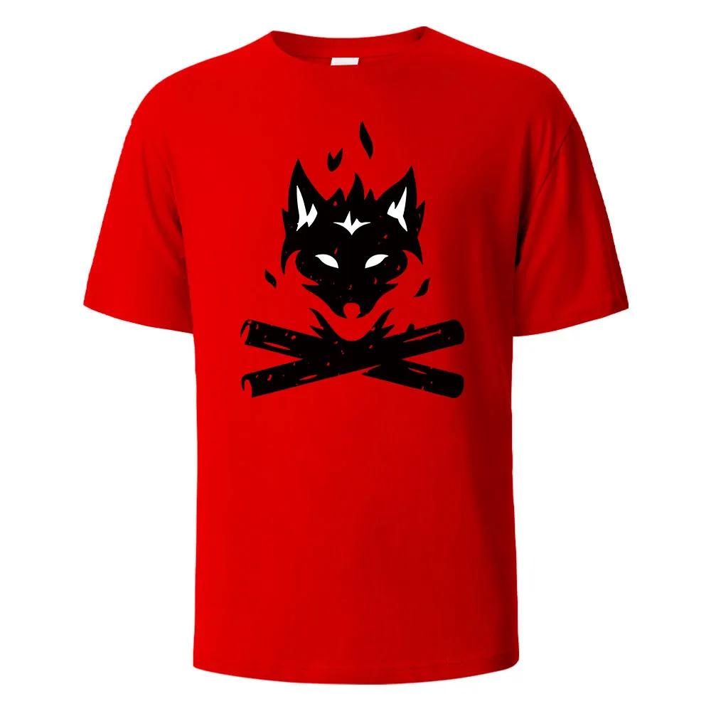 Black Fox Streetwear Printing T-shirt For Men Wowen 100% Cotton Summer Breathable Short-Sleeved Basic Tops O-neck Oversize Tees