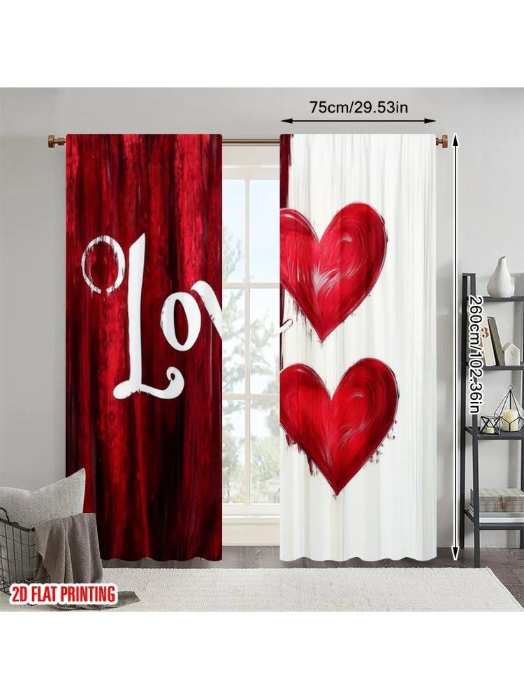

2pc 2D plane printing Curtain Fabric Love Harmony Versatile Fabric (without rod) Versatile All Perfect for Bedroom Kitchen 100*130 Rod Pocket 1pcs