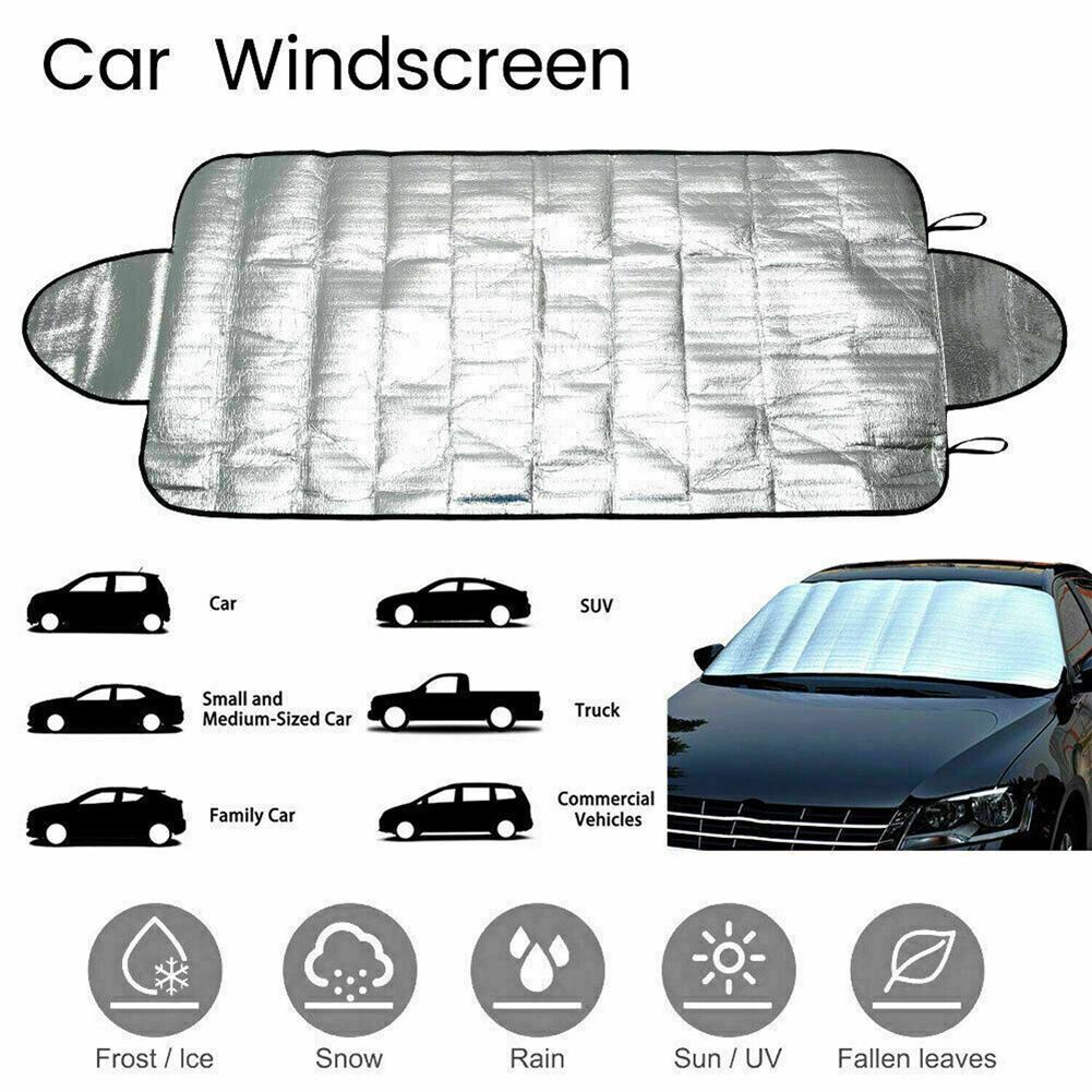 Car Windscreen Frost Cover with 4 Layers Material for Ice Snow Shield and Windproof Front Window Protection in Winter and Summer