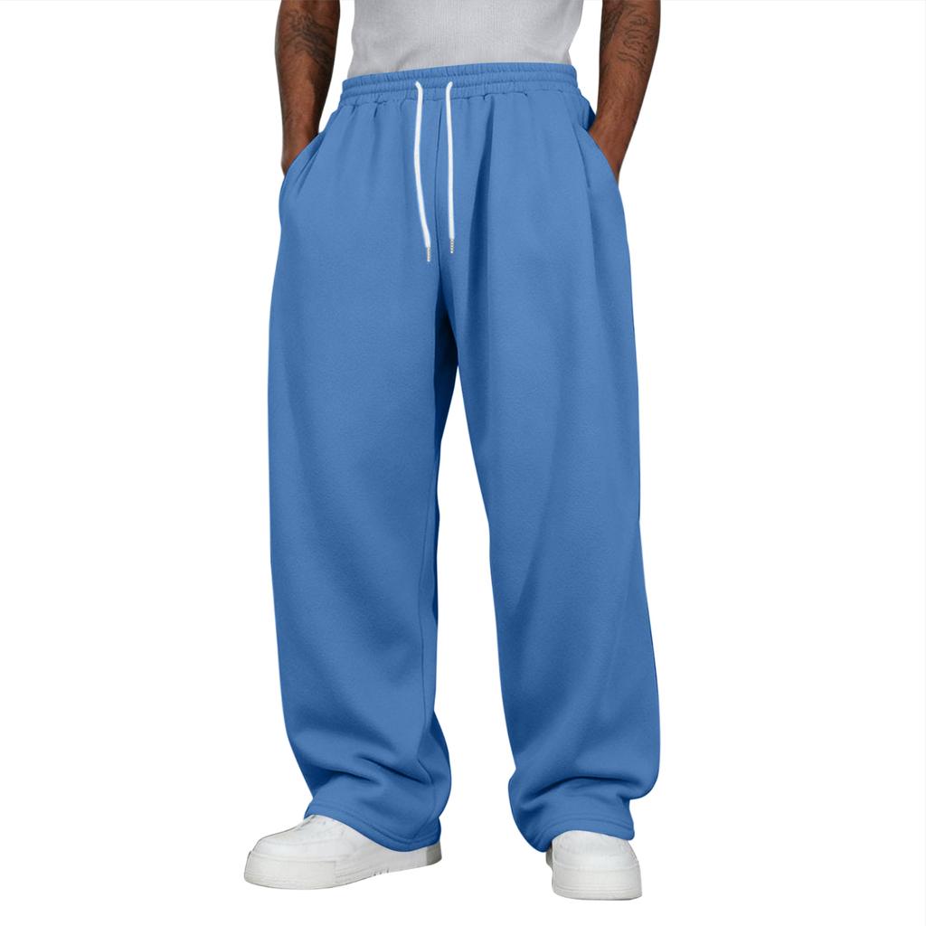 Pantaloni da tuta casual larghi da uomo con elastico in vita e coulisse