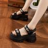 Platform sandals women's 2025 summer new fashion outer wear one word with cool slippers rhinestone versatile height-increasing women's shoes