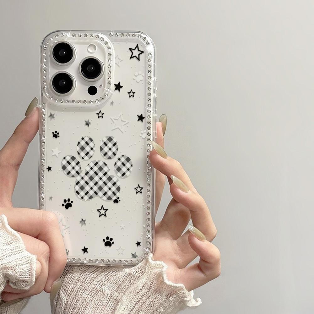 

Cartoon Cute Cat Soft Silicone Case For iPhone 17 Pro 15 13 12 11 14 16 Pro Max Air Diamond Shockproof Transparent Phone Cover iPhone 12