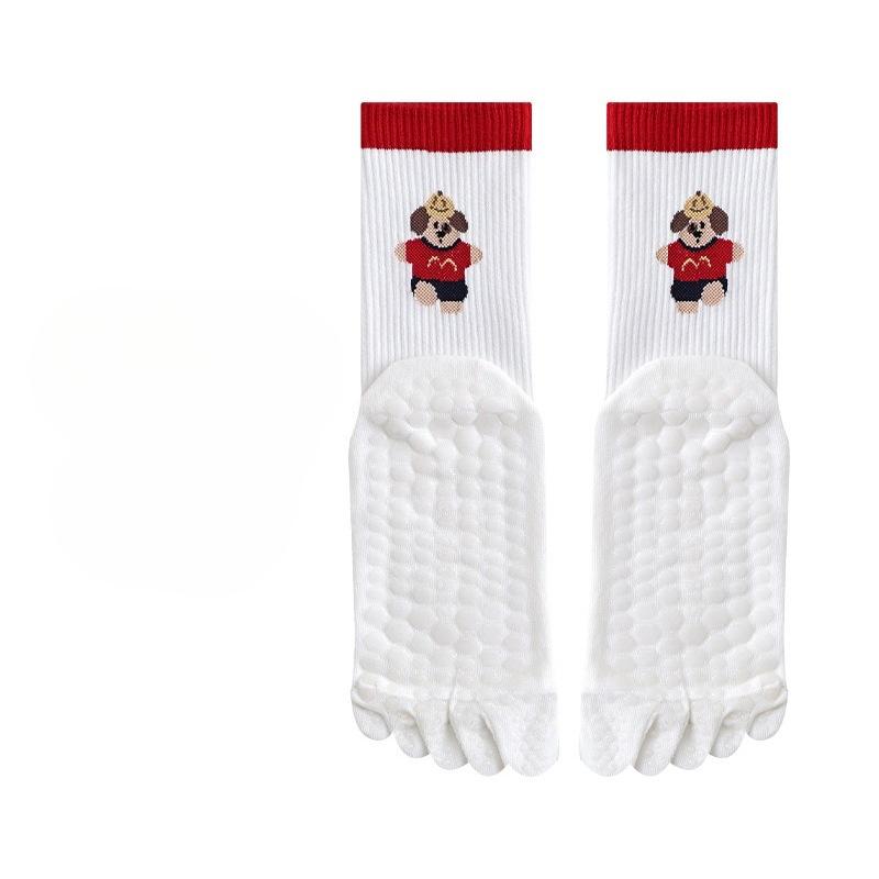 

Summer Mid-calf Yoga Socks, Anti-slip Socks, Five-finger Socks, Professional Pilates Socks, Women s Indoor Sports Socks, Aerobics and Fitness 1 pair красный