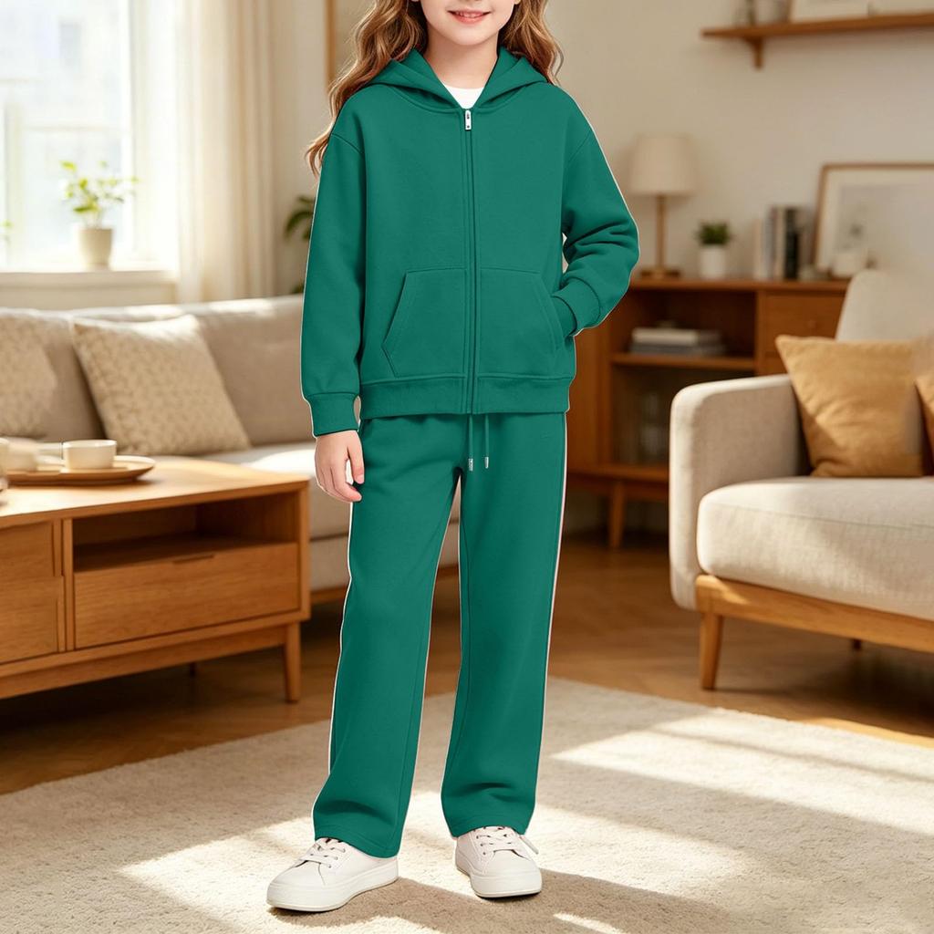 Youth Boys Girls Hooded Sweatshirt and Pants Set - Kids Sports Track Suit for Wear
