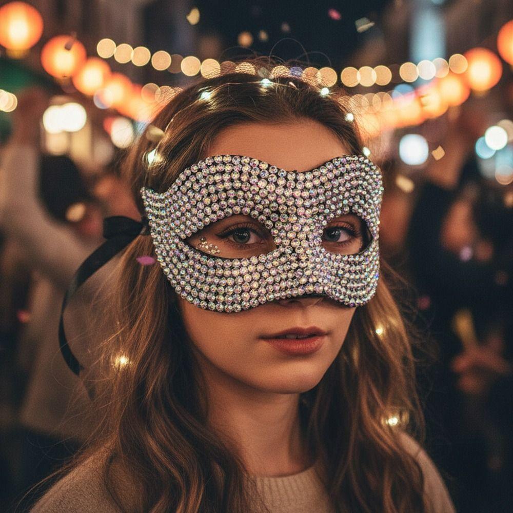 Shiny Acrylic Crystal Rhinestone Eye Mask Luxury Design Masquerade Mask  Halloween Carnivals