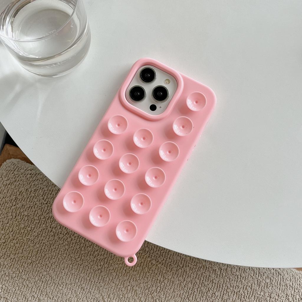 INS Cute Creative Suction Cup Phone Case For For Iphone 16 1 Plus 14 13 12 11 Pro Max Gadget Holder Funny Soft Silicone Back Cover