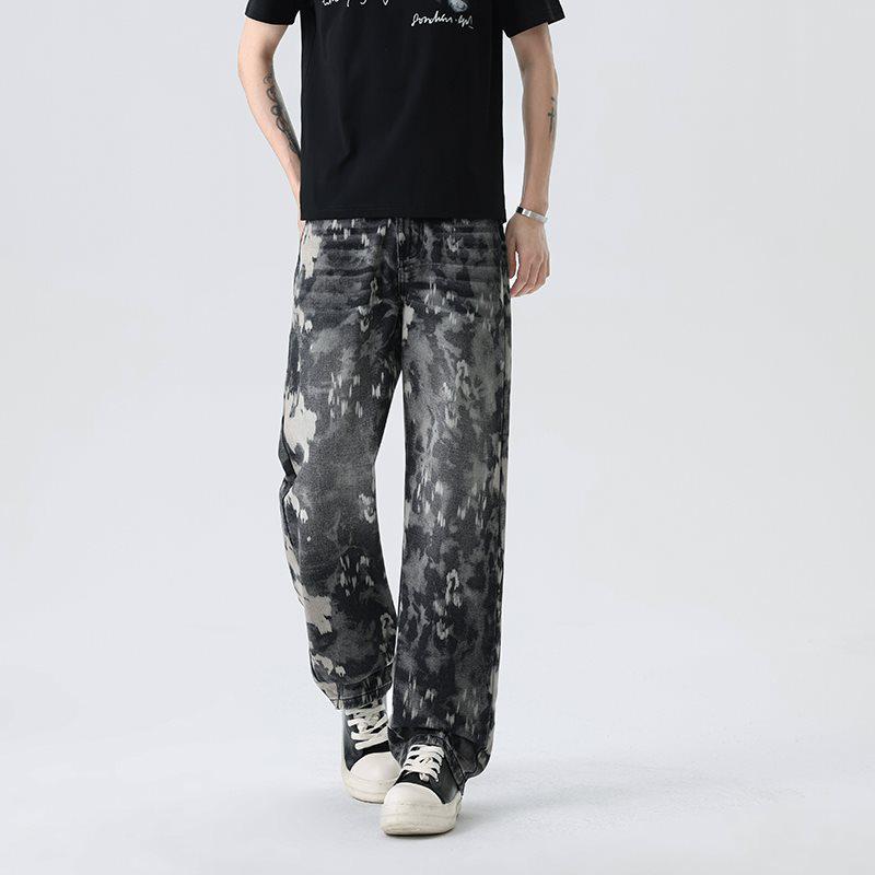 Trendy Men's High-Quality Tie-Dye Loose Jeans - American Retro High Street Style