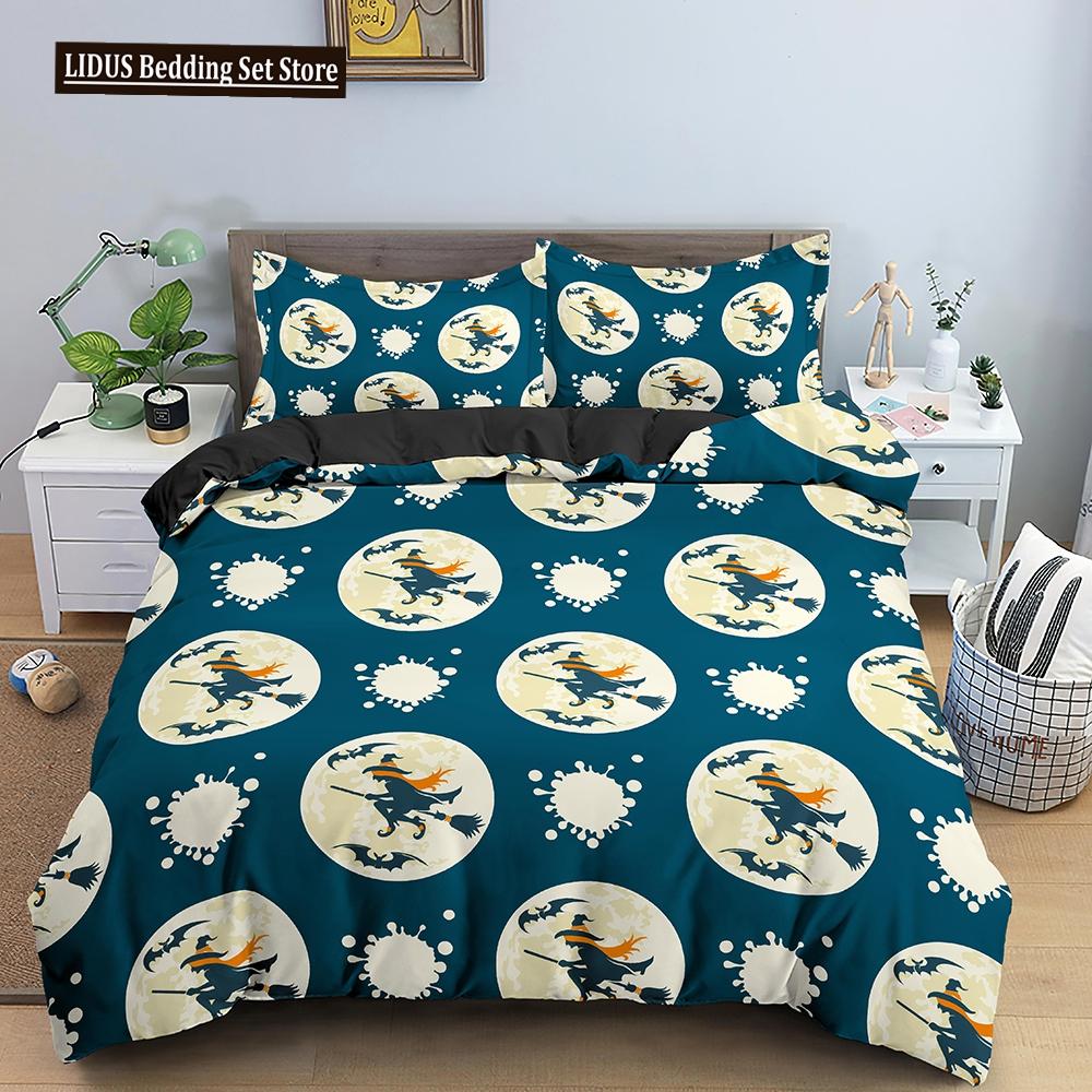 Halloween Bettbezug Cartoon Kürbislaterne Bettwäsche Geist Steppdeckenbezug Kinder Jungen Mädchen Halloween Geschenk Raumdeko 3-teilige Bettwäsche