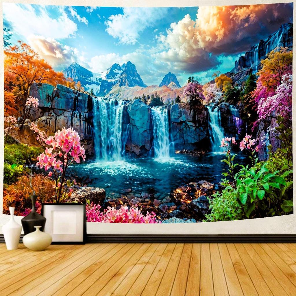 Delur Forest Pathway Tapestry Sunset Tropical Rainforest Nature Tree Tapestry Wall Hanging Sunrise Scenic Natural Green Landscap